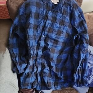 St. John's Bay Blue and Black Plaid Lightweight Shirt Jacket